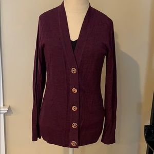 Tory Burch Relaxed V-neck Logo Cadigan